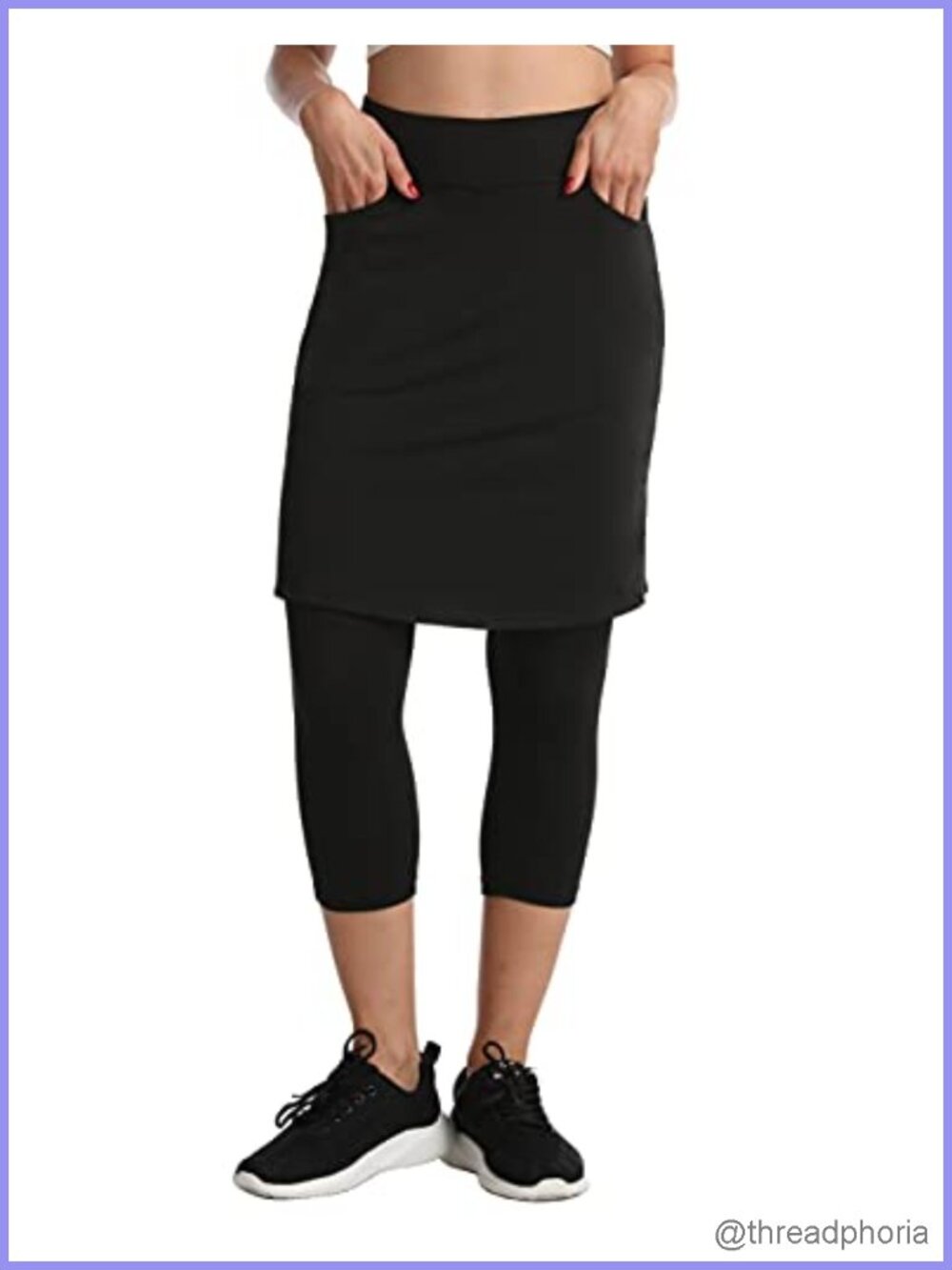 Women's Athletic Skort with Built-in Capri Leggings, UPF 50+, 2 Pockets, High